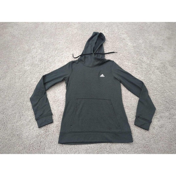 adidas Pullover Hoodie Womens Small Black Logo Climawarm Gym Workout Athletic - Picture 1 of 7